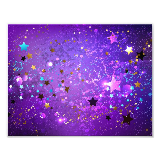 Impression Photo Arrière - plan de feuille violet avec étoiles (Devant)