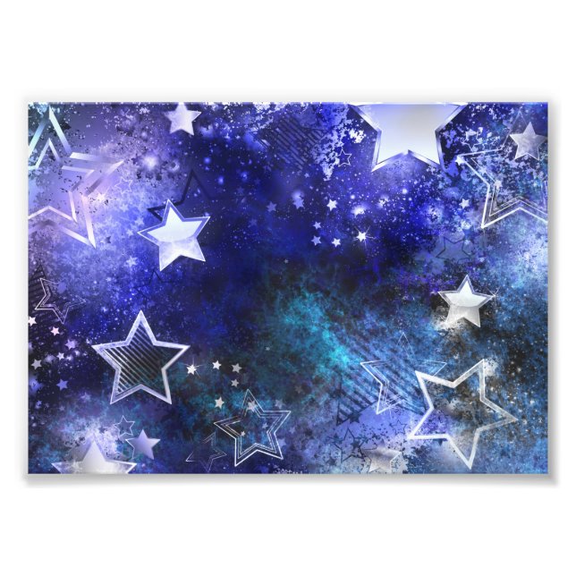Impression Photo Arrière - plan spatial avec étoiles (Devant)