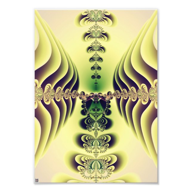 Impression Photo Art abstrait de symétrie fractale vert citron (Devant)