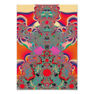 Impression Photo Art abstrait fractal de méditation rouge