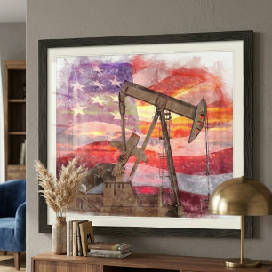 Impression Photo Art aquarelle du coucher de soleil pompe patriotiq