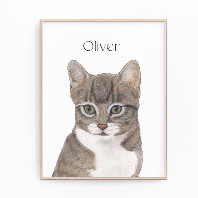 Impression Photo Art de chat gris tabby personnalisé (Créateur téléchargé)