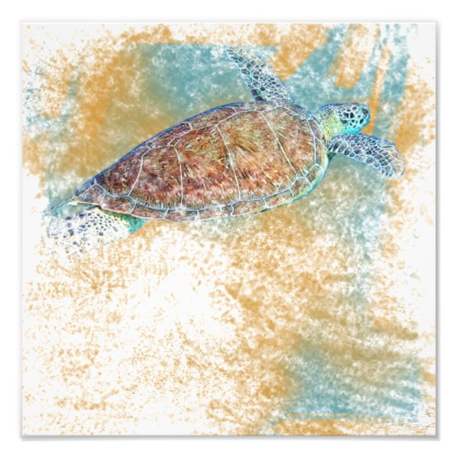 Impression Photo Art de la tortue de mer Art côtier (Devant)