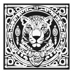 Impression Photo Art de masque tribal de guerrier jaguar de style m