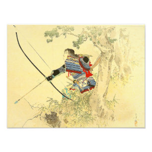 Impression Photo Art Japonais - Un Samouraï Avec Arc À Longbow Et F