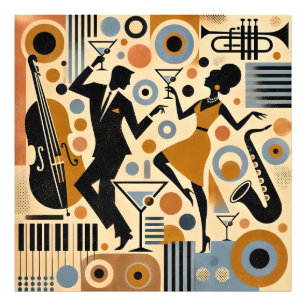 Impression Photo Art minimaliste de l'ère du jazz du milieu du sièc