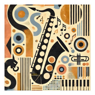 Impression Photo Art minimaliste du jazz de l'ère du milieu du sièc