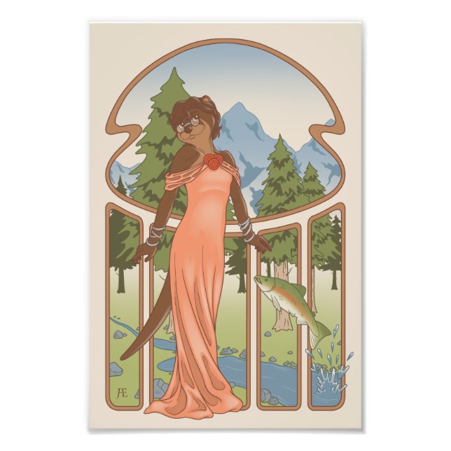 Impression Photo Art Nouveau Otter Furry Print (Devant)