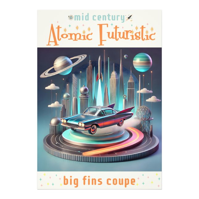 Impression Photo Atomic Futuristic Big Fins Coupe Car (Devant)