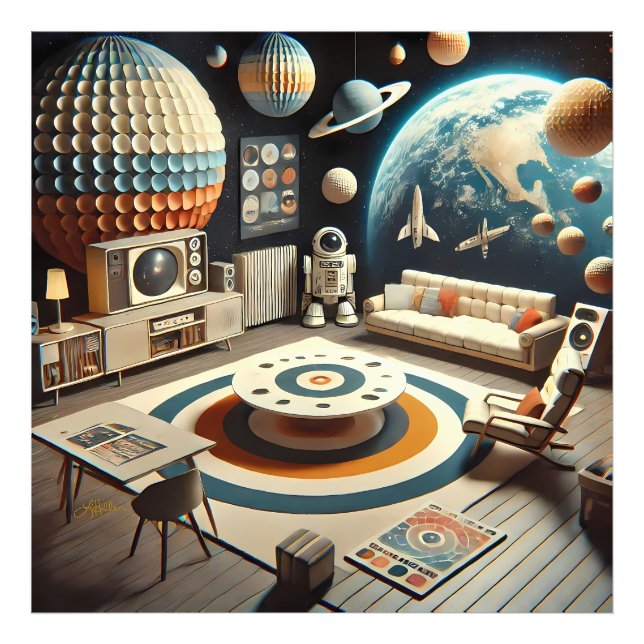 Impression Photo Atomic Futuristic Space Age Kids Playroom (Devant)
