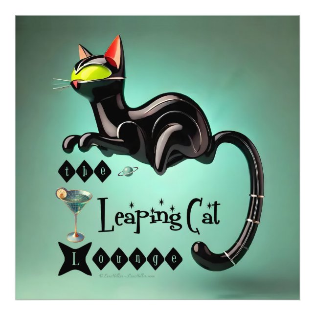 Impression Photo Atomique Futuriste Le Leaping Cat Lounge (Devant)
