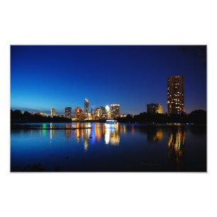 Impression Photo Austin Texas Downtown Night Skyline Ladybird Lake