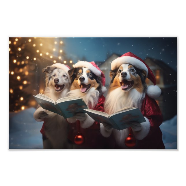Impression Photo Australian Shepherd Noël Caroling Holiday (Devant)