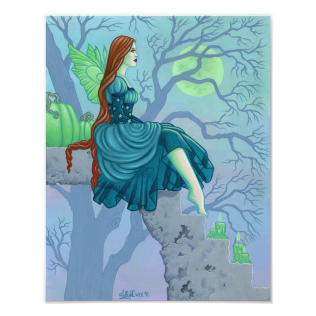 Impression Photo Automne Fairy Citrouille Imaginaire art (Devant)