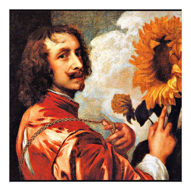 Impression Photo Autoportrait avec tournesol, célèbre oeuvre d'art (Devant)