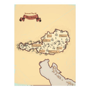 Impression Photo Autriche Carte Vintage illustrée
