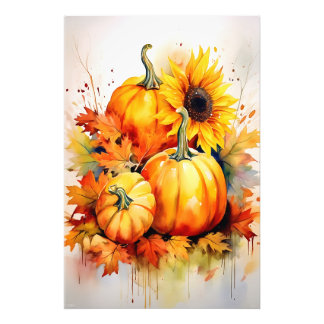 Impression Photo Autumn Pumpkin & Sunflower