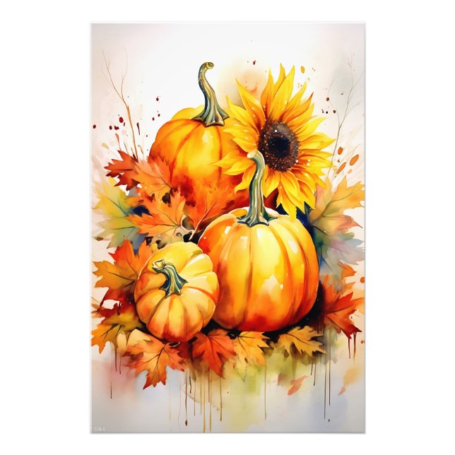 Impression Photo Autumn Pumpkin & Sunflower (Devant)