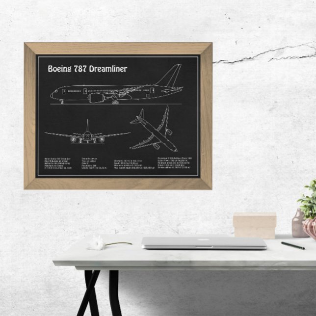 Impression Photo Avion de ligne 787 - Plans de dessin du plan direc (Créateur téléchargé)