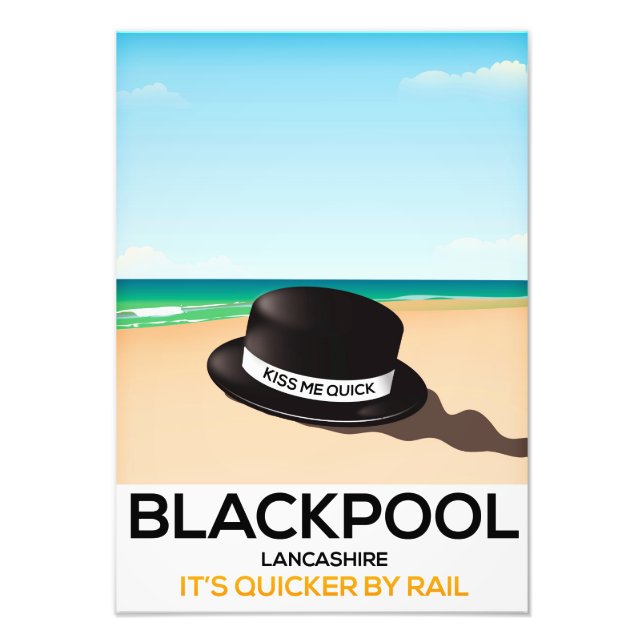 Impression Photo Avis de train de voyage casquette Blackpool "baise (Devant)