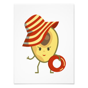 Impression Photo Avocado beach girl avec casquette de soleil et ann