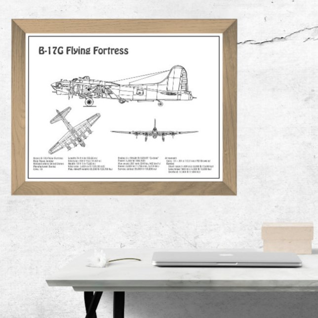 Impression Photo B-17 Forteresse Volante - Plan de plan d'avion BD (Créateur téléchargé)