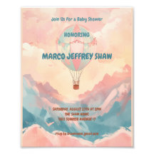 Baby shower d'aquarelle à ballon à air chaud