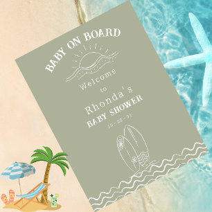 Impression Photo Baby shower vert neutre à bord pour bébé Bienvenue