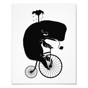 Impression Photo Baleine à vélo sur un Vélo Penny Farthing
