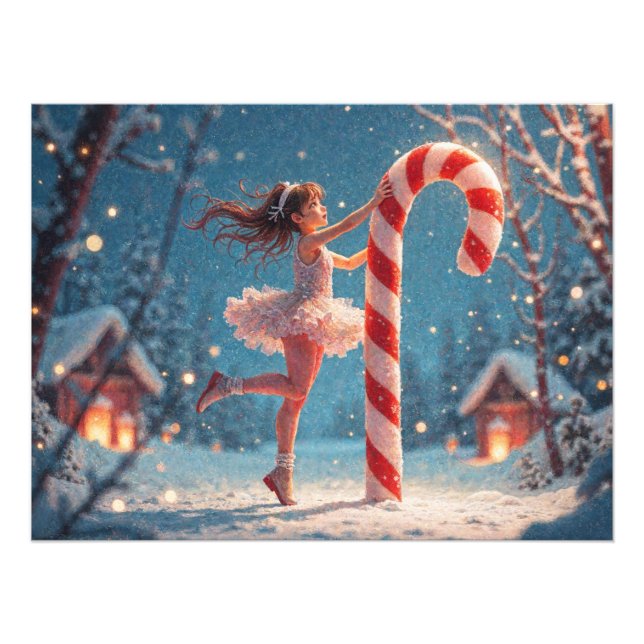 Impression Photo Ballerina Anime Fille et Sucre de canne Noël (Devant)