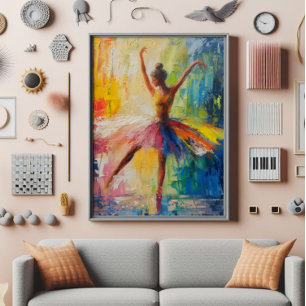 Impression Photo Ballerina Art Abstrait coloré