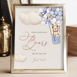 Impression Photo Ballons d'ours gris bleu Devinez combien d'ours si
