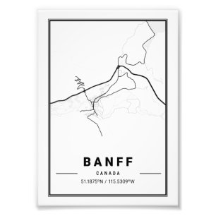 Impression Photo Banff - Canada Carte de la ville Lumière