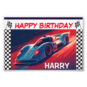 IMPRESSION PHOTO BANNIÈRE DE VOITURE DE COURSE D'ANNIVERSAIRE