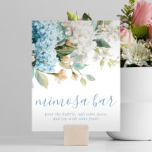 Bar à Mimosa Hydrangea Bleu Aquarelle pour Mariage