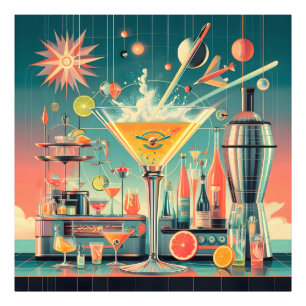 Impression Photo Bar de Martini Citrus Futuriste Atomique du Milieu