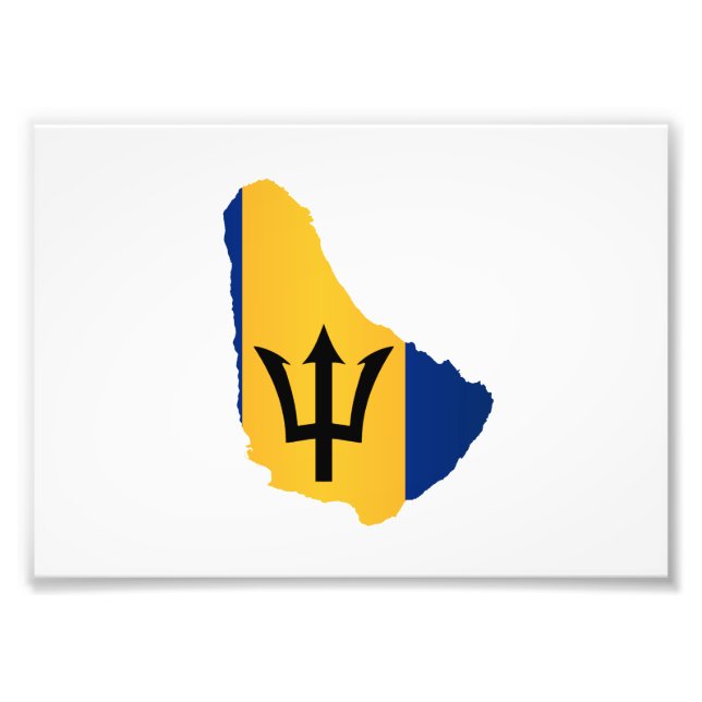 Impression Photo Barbados Islands In Silhouette With Flag (Devant)