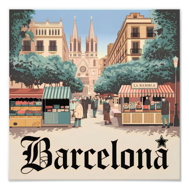 Impression Photo Barcelone Espagne vintage (Devant)