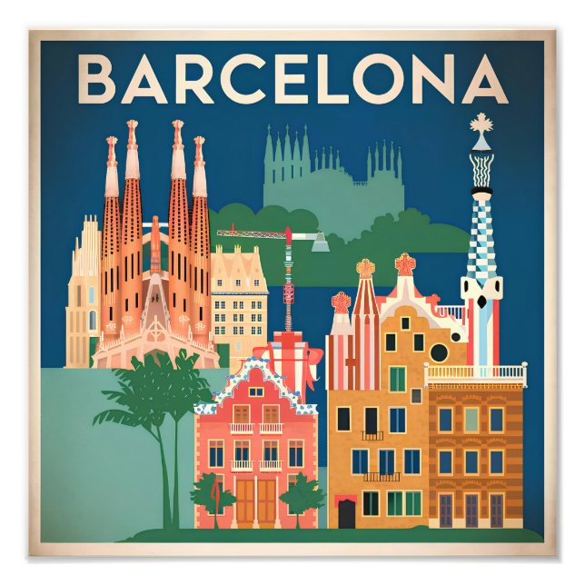 Impression Photo Barcelone Espagne vintage (Devant)
