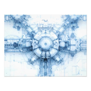Impression Photo Base d'espace Sci-Fi bleu
