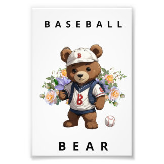 Impression Photo Baseball Bear - Cute Sports Nursery Animal Design