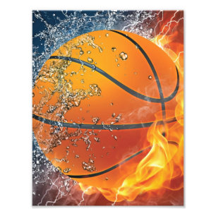 Impression Photo basketball en feu