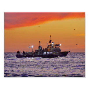 Impression Photo Bateau De Pêche Au Coucher Du Soleil - Marina Del 