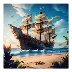 Impression Photo Bateau de pirate de la plage tropicale