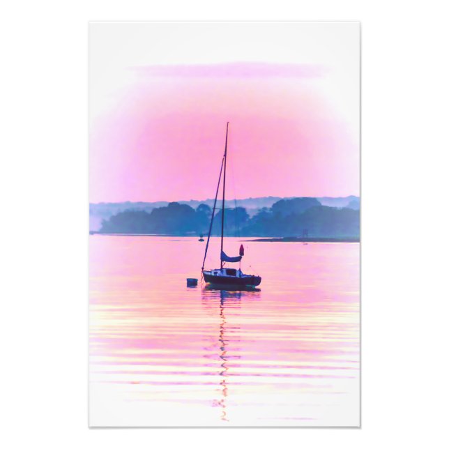 Impression Photo Bateau flottant tôt le matin. (Devant)
