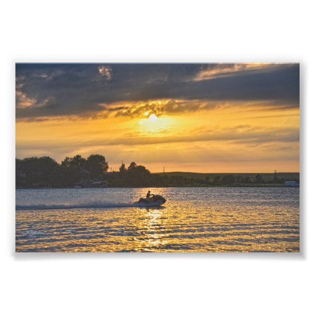 Impression Photo Bateau sur le lac Wabaunsee au coucher du soleil,  (Devant)