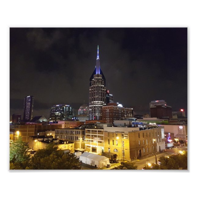 Impression Photo Beau centre-ville Nashville Tennessee à la nuit (Devant)