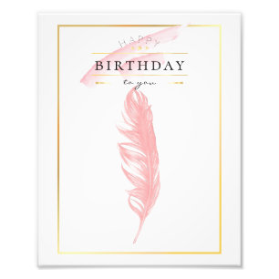 Impression Photo Beau dessin au crayon rose plumes Anniversaire