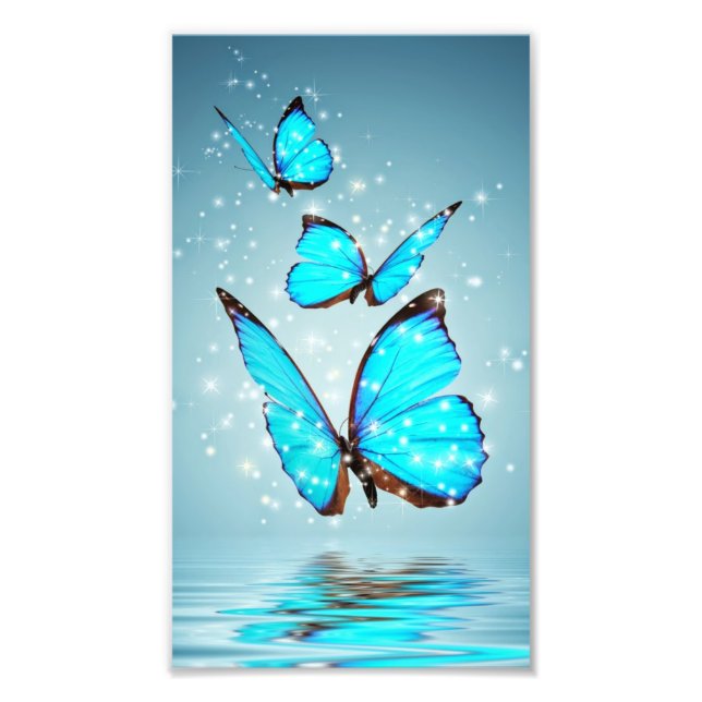 Impression Photo beau papillon bleu brillant (Devant)