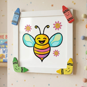 Impression Photo Bébé Abeille Mignonne et Souriante Kawaii avec des